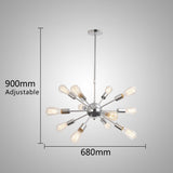Unitary Brand Silvery Vintage Metal Hanging Ceiling Chandelier With 12 Lights Chrome Finish - unitarylighting