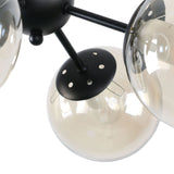 Black Metal Vintage Art Deco Dining Room Globe Glass Shades Flush Mount Ceiling Light with 4 Lights - unitarylighting