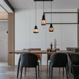 Hanging 3 - lights in Glass and Metal Shade Pendant Lights