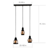Hanging 3 - lights in Glass and Metal Shade Pendant Lights