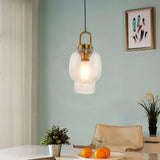 Vintage 1 - light in Glass and Metal Shade Pendant Light