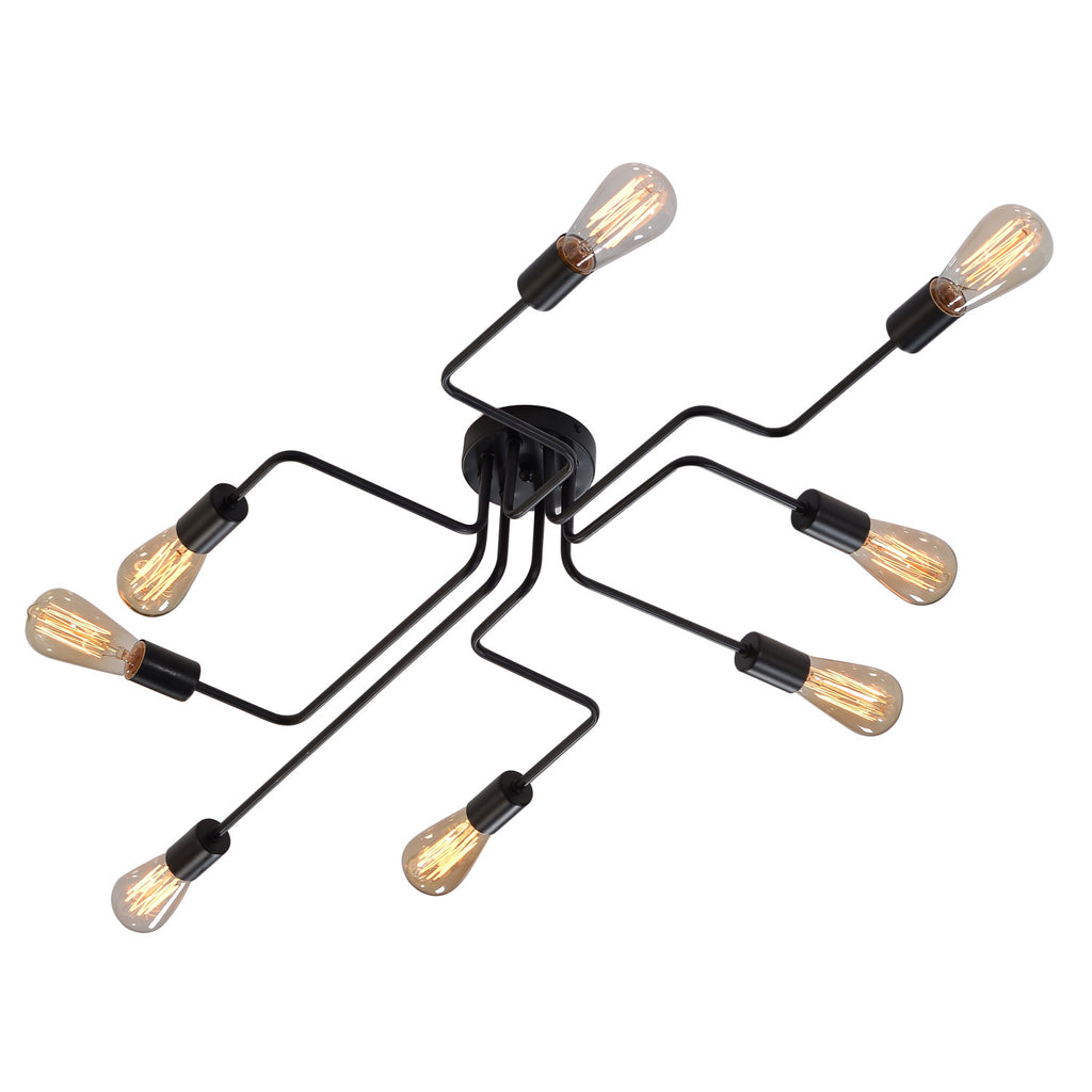 Black Metal Steel Art Flush Mount Ceiling light with 8 Lights - unitarylighting