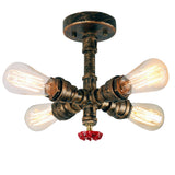 Rustic Copper Pipe Semi Flush Mount Light with 4 Lights - unitarylighting