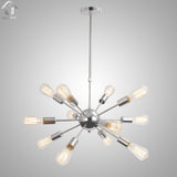 Unitary Brand Silvery Vintage Metal Hanging Ceiling Chandelier With 12 Lights Chrome Finish - unitarylighting