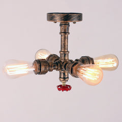 Rustic Copper Pipe Semi Flush Mount Light with 4 Lights - unitarylighting