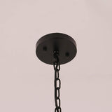 Unitary Brand Antique Black Metal Drum Shape Round Pendant Light with 5 E26 Bulb Sockets 200W Painted Finish