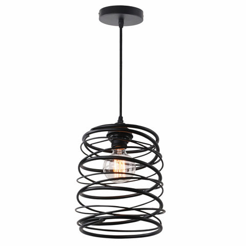 Unitary Brand Antique Black Metal Spiral Shade Pendant light with 1 light Painted Finish - unitarylighting