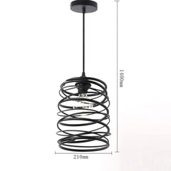 Unitary Brand Antique Black Metal Spiral Shade Pendant light with 1 light Painted Finish - unitarylighting