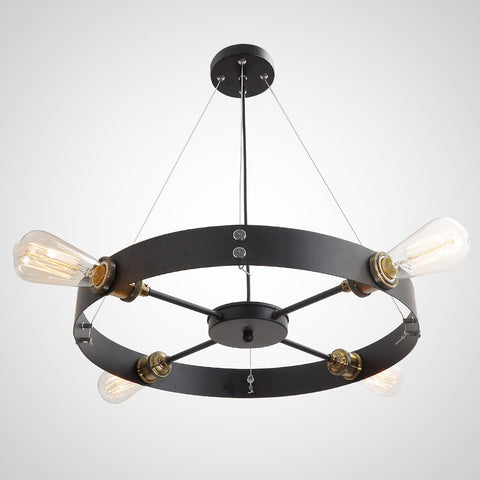 Black Round Vintage Barn Metal Hanging Ceiling Pendant Lighting With 4 Lights - unitarylighting