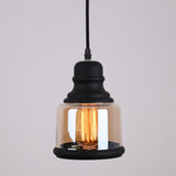 Glass Mason Jar Pendant Lighting With 3 Lights Black Finish - unitarylighting