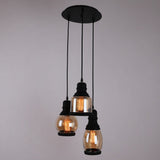 Glass Mason Jar Pendant Lighting With 3 Lights Black Finish - unitarylighting