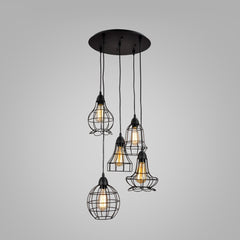 UNITARY BRAND Rustic Barn Metal Chandelier Max 200W With 5 Light Black Finish - unitarylighting