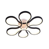 Modern flower semi flush mount light in Copper