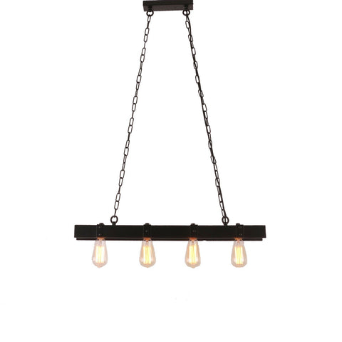 Rustic Black Metal Linear Pendant Light with 4 Lights - unitarylighting