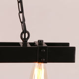 Rustic Black Metal Linear Pendant Light with 4 Lights - unitarylighting