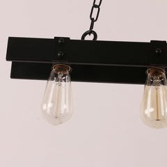 Rustic Black Metal Linear Pendant Light with 4 Lights - unitarylighting