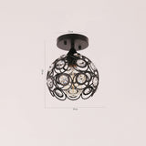 Antique Black Metal Crystal Hollow Semi Flush Mount Ceiling Light - unitarylighting