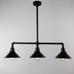 UNITARY BRAND Black Antique Rustic Metal Shade Hanging Ceiling Pendant Light Max. 120W With 3 Lights - unitarylighting