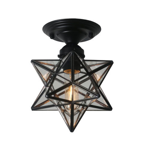 Modern 8 in. Caged Star Semi Flush Mount Light - 7.87*7.87*9.84H