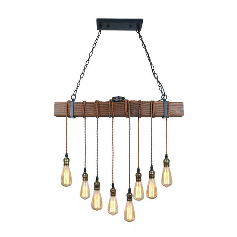 Rustic Black Wood Hanging Multi Pendant Light with 8 Lights - unitarylighting