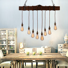 Rustic Black Wood Hanging Multi Pendant Light with 8 Lights - unitarylighting