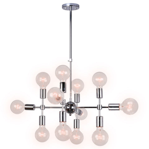 Modern Silver Metal Geometric Design Chandelier with 12 Lights - unitarylighting