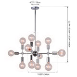 Modern Silver Metal Geometric Design Chandelier with 12 Lights - unitarylighting