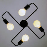 Black Vintage Barn Metal Semi Flush Mount Ceiling Lighting With 4 Lights - unitarylighting