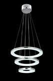 UNITARY BRAND Modern Warm White LED Acrylic Pendant Light With 3 Rings Max 33W Chrome Finish - unitarylighting