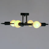 Black Vintage Barn Metal Semi Flush Mount Ceiling Lighting With 4 Lights - unitarylighting