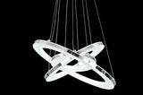 UNITARY BRAND Modern Warm White LED Acrylic Pendant Light With 3 Rings Max 33W Chrome Finish - unitarylighting