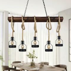 Farmhouse 5-Light Wood island pendant chandelier light