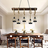 Farmhouse 5-Light Wood island pendant chandelier light