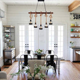 Farmhouse 5-Light Wood island pendant chandelier light