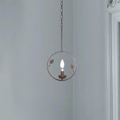 Round Floral 1-light Hanging Pendant Light in Black Metal