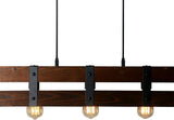 Rustic 5 Lights with Black Metal and Wood Beam Pendant Lights