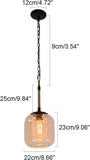 Country Rustic 1-light Hanging Pendant Light in Black Metal Art Glass Shade