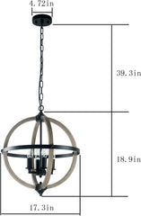 Globe 4-lights Pendant Light in Black Metal