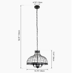 Vintage Black Metal Net Shade Dining Room Candle Chandelier with 4 Lights - unitarylighting