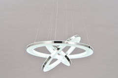 UNITARY BRAND Modern Warm White LED Acrylic Pendant Light With 3 Rings Max 33W Chrome Finish - unitarylighting