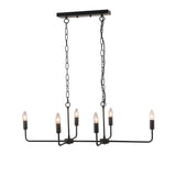 Antique Candle 6 lights Hanging Chandelier Light in Black Metal