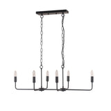 Antique Candle 6 lights Hanging Chandelier Light in Black Metal