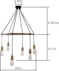 Antique 6-Lights Rustic Metal Pendant light in Copper