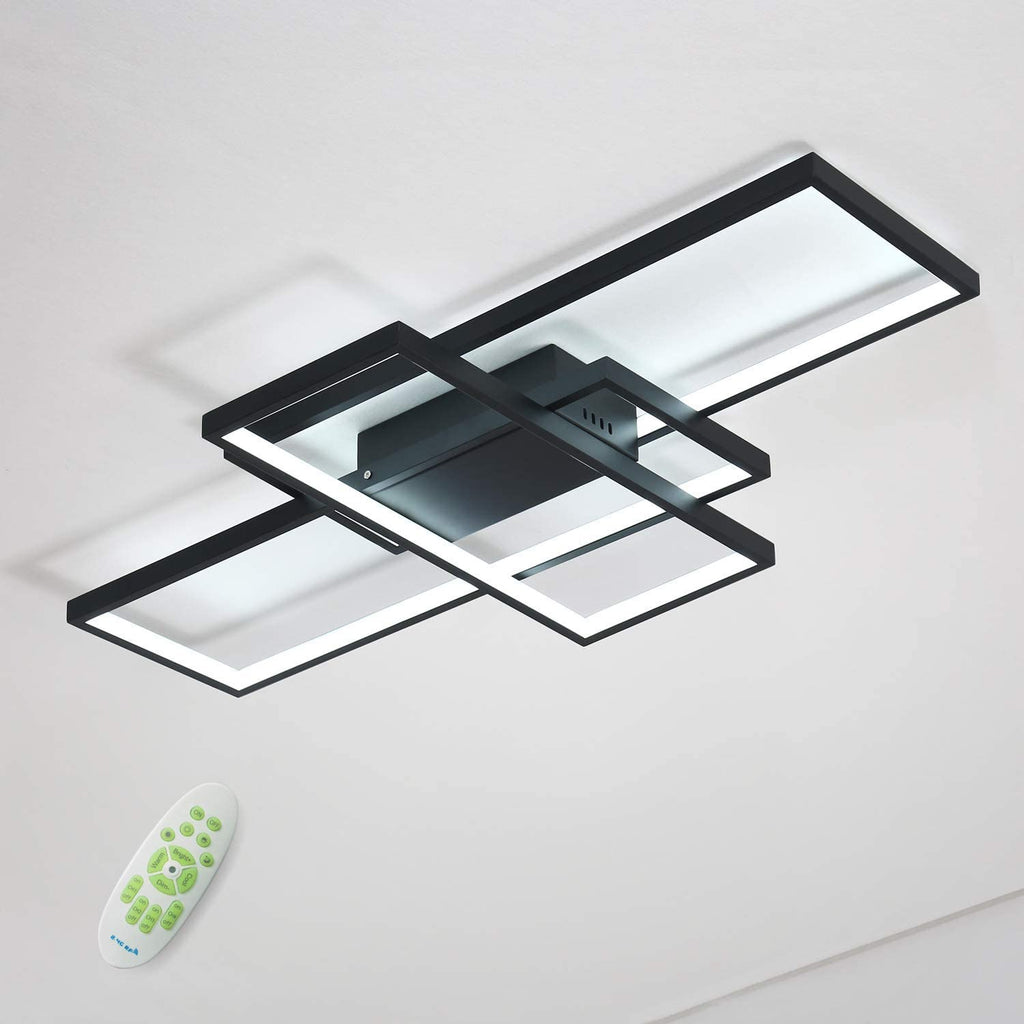 Modern Metal and Black Acrylic Remote Control LED Semi Flush Mount