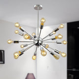 UNITARY BRAND Morden Metal Large Chandelier With 18 Lights Chrome or black Finish - unitarylighting