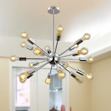 UNITARY BRAND Morden Metal Large Chandelier With 18 Lights Chrome or black Finish - unitarylighting