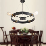 Black Round Vintage Barn Metal Hanging Ceiling Pendant Lighting With 4 Lights - unitarylighting