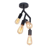 Unitary Brand Art Deco Black Metal Decoration Semi Flush Mount Ceiling Light with 4 E26 Bulb Sockets 160W Painted Finish