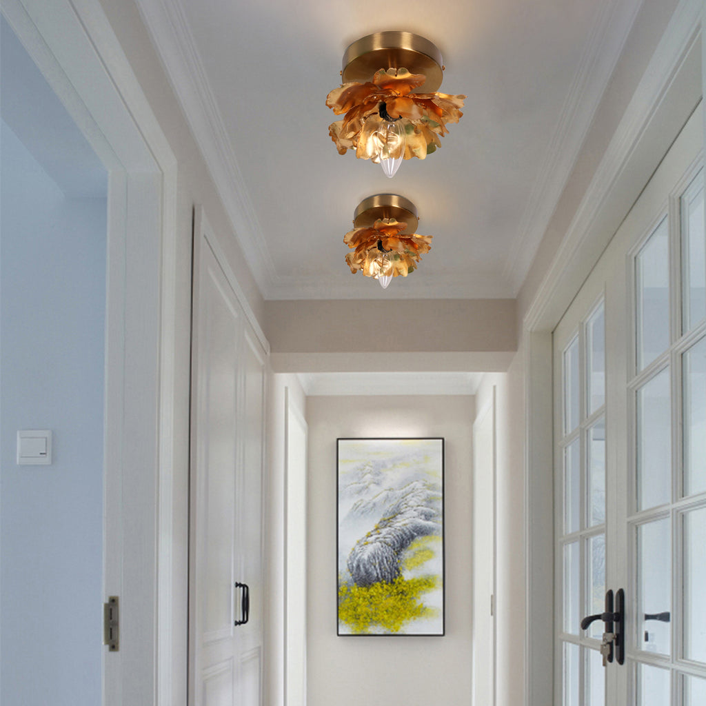 Modern LED semi flush mount ceiling light in Aluminium