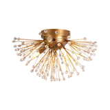 Antique Crystal flush mount light in Iron